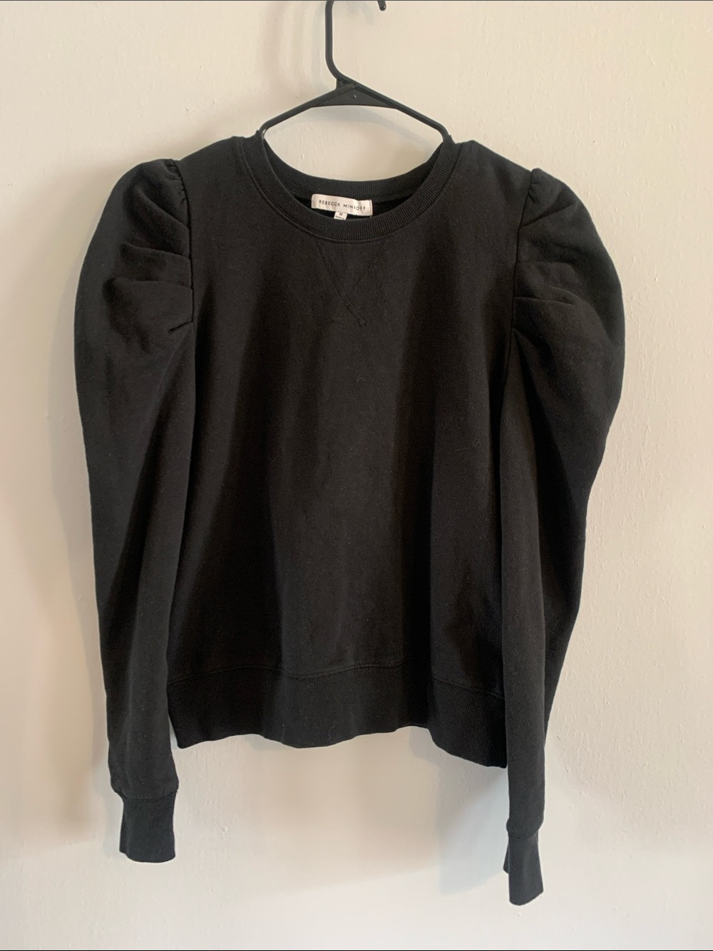 REBECCA MINKOFF Black Puff Sleeve Sweatshirt